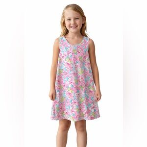 Tommy Bahama Girls Floral A-Line Dress Pink Blue Sleeveless Size 6